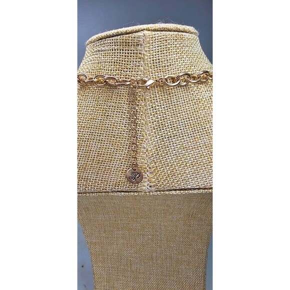 Plunder Posse Grey Cream Gold Tone Bead & Glass Rhinestone Floral Necklace 18"L - Picture 5 of 6